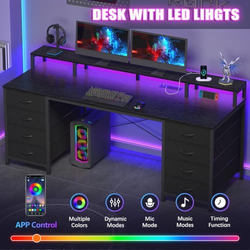 60" Computer Desk with 8 Drawers & Monitor Stand for Home Office, Bedroom - Image 5