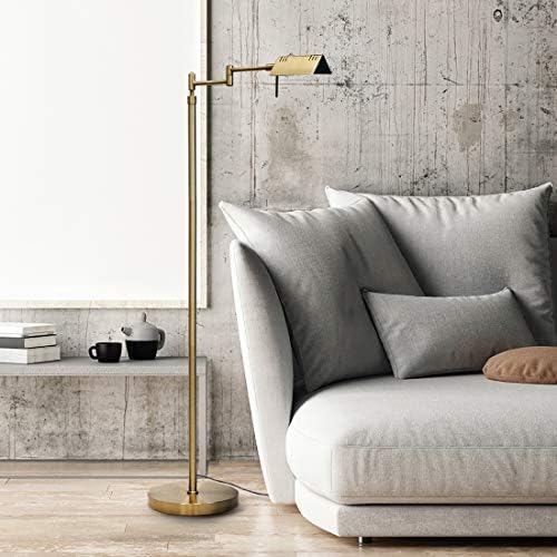O'Bright Brook Adjustable Dimmable LED Pharmacy Floor Lamp, Antique Brass - Image 2