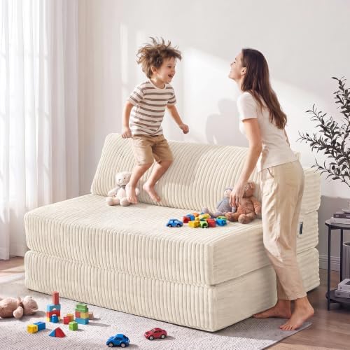 Folding Sofa Bed Convertible 4 in 1 Sleeper Chair Beige Full XL - Image 3