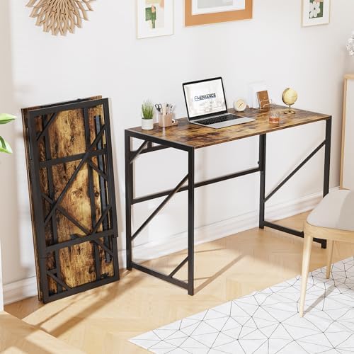 Elephance Folding Desk Writing Computer Desk for Home Office No-Assembly - Image 2