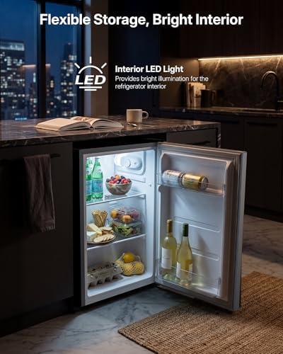 Upstreman 2.5 Cu.Ft All-Refrigerator Mini Fridge, Single Door Small Refrigerator, Dorm Fridge with 7 Adjustable Thermostat, Compact Refrigerator for Office, Bedroom or Dorm, Silver-CR26 - Image 5