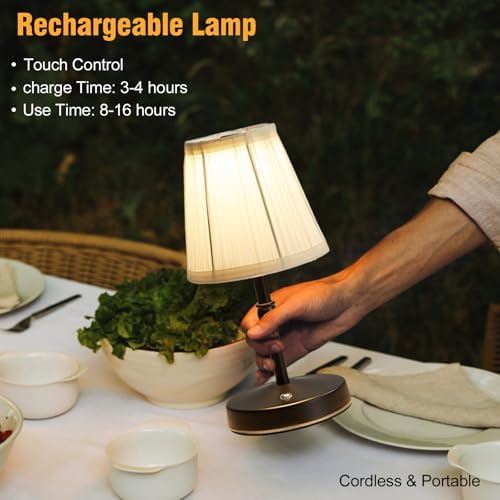 5W LED Cordless Mini Lamp,3000 mah Battery Operated Lamps,3 Color Temperature Dimmable Table Light,Small Rechargeable Lamp,Kitchen Lamps countertop,Restaurant (Black) - Image 6