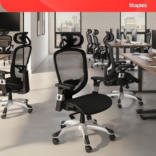Staples Hyken Ergonomic Mesh Task Chair, Lumbar Support, Swivel, Black - Image 2