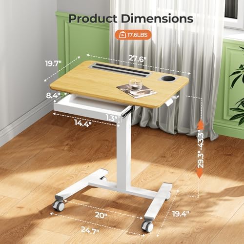 28" Mobile Standing Desk with Drawer, Portable Laptop Desk - Image 2