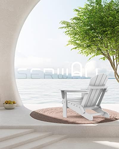 SERWALL Folding Adirondack Chair Set of 6 with Cup Holder - Light Gray - Image 6