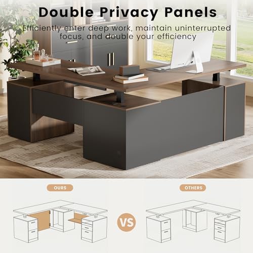 ModernMate 71" L Shaped Electric Standing Desk with 5 Drawers & CPU Storage - Image 6