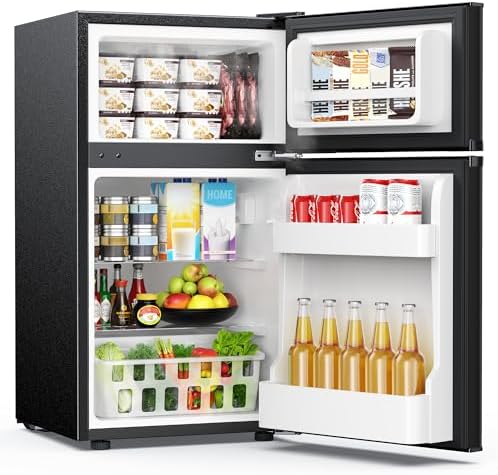 EUHOMY 3.2 Cu.Ft Mini Fridge with Freezer, 2 Door Mini Refrigerator, Black by EUHOMY