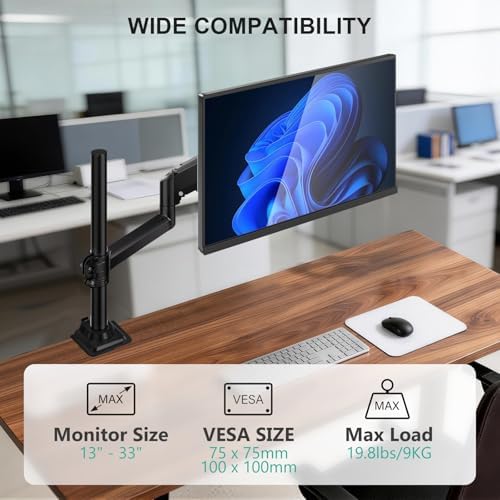WALI Tall Single Monitor Arm for 13-33 inch Screens, up to 19.8 lbs - Image 3