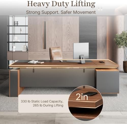71" L-Shaped Executive Standing Desk with File Drawer, Dual Motors, Power - Image 3
