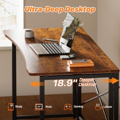 Huuger Folding Desk for Small Spaces, 47.2 Inch Foldable Computer Table - Image 4