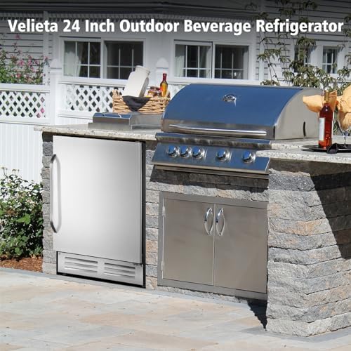 24 Inch Outdoor Beverage Refrigerator Cooler,Stainless Steel Wide Refrigerator for 210 Cans,Fit Perfectly for 24" Space Built-in Counter or Freestanding with powerful and quiet cooling system - Image 2