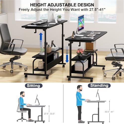 Armocity 47" Rolling Standing Desk with Charging Station for Couch Bed - Image 6