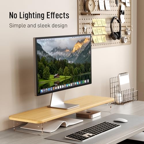 AFOOYO Bamboo Monitor Stand Riser, 31.5 In Computer Riser Desk Organizer - Image 2