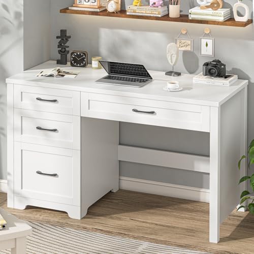 Halitaa Executive Desk with 3 Storage Drawers, White - Image 6