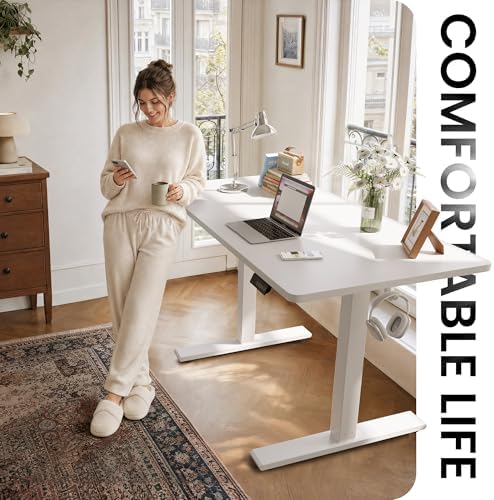 CubiCubi 48 x 24 Electric One-Piece Standing Desk, White - Image 3
