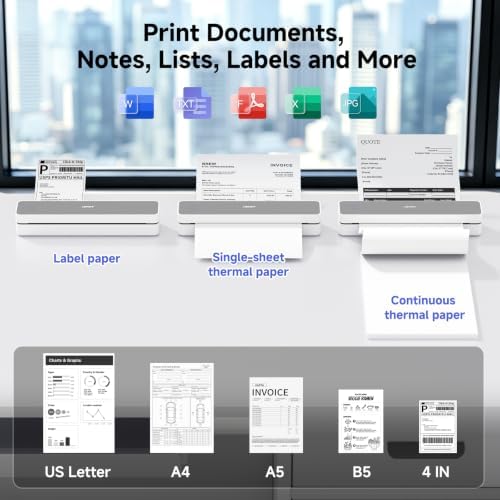 HPRT MT610 Portable Printer, Wireless for Travel, Inkless Thermal, White - Image 4