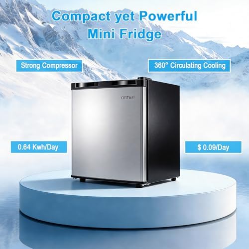 COSTWAY 1.7 Cu.Ft Mini Fridge with Compartment for Dorm Office Bedroom - Image 3