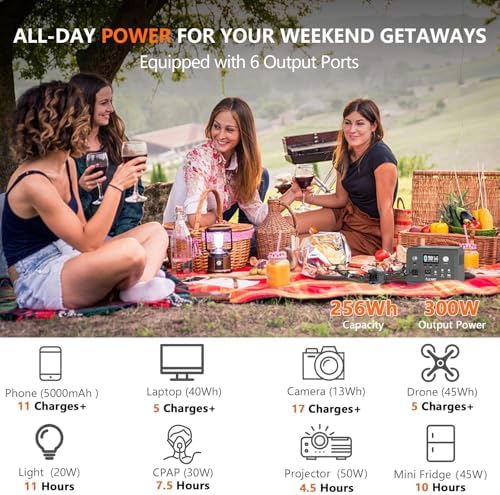ALLWEI Portable Power Station 300W, 256Wh Solar Generator LiFePO4 Battery - Image 3