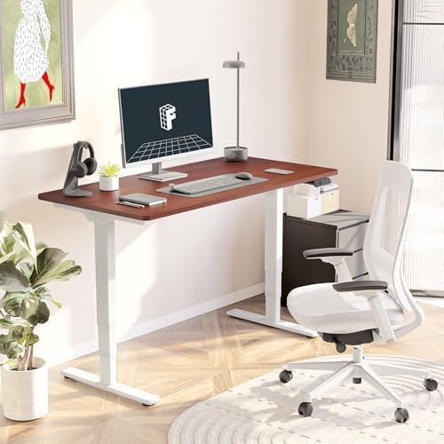 FLEXISPOT E6 3-Stage Dual Motor Electric Standing Desk 48 x 30 Sit Stand Up Desk, Holds 220 lbs, Adjustable Height w/Memory Presets, One-Piece Mahogany Desktop & White Frame, Ships in 2 Boxes - Image 2