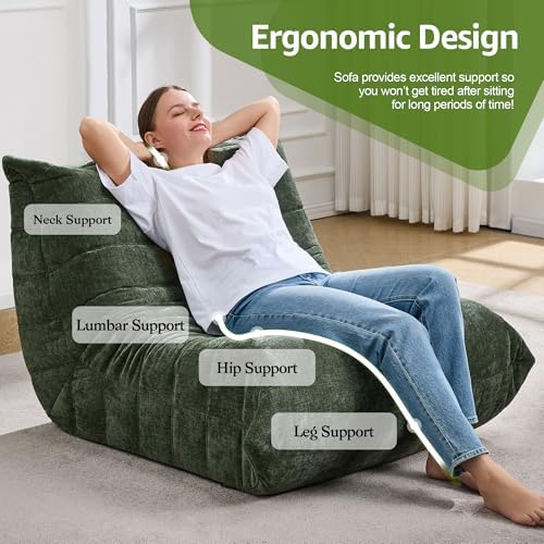Hobestluk Adults Bean Bag Chair Faux Fur BeanBag Couch for Living Room - Image 5