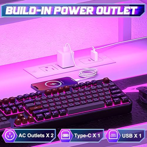 X-cosrack 33.5" Small Computer Desk with Monitor Stand & Outlets, Small Gaming Desk with LED Light & CPU Stand, Teen Study Writing Table with Storage Drawer, Side Hooks for Bedroom, Home Office White - Image 4