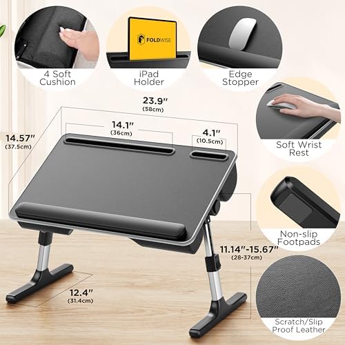 FoldWise 2-in-1 Bed & Lap Desk with Soft Cushion, Adjustable Height & Angle - Image 2