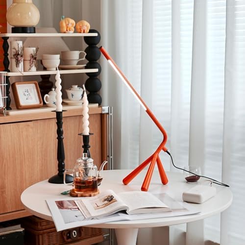 LED Creative Desk Lamp with USB Tybe-c Stepless Dimmable Eye Caring Desk Light for Home Office Bedroom Bedside College Dorm, Reading Lamp,Decorative Gift Table Lamp Red Orange - Image 3