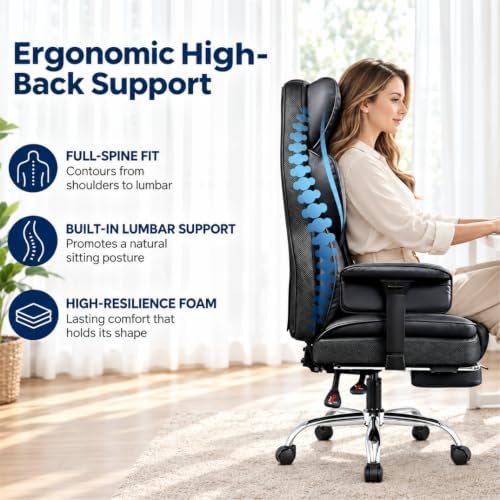 Big & Tall Office Chair 400 lbs, Gaming Chair 23" Wide Seat - Image 4