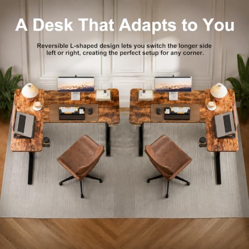 Acrolix L Shaped Electric Standing Desk,59x40 Reversible,Rustic Brown - Image 5