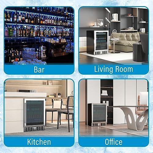 Erivess 24" Wine and Beverage Refrigerator Cooler with Glass Door, 166 Cans - Image 7