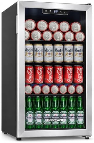Honeywell Beverage Refrigerator and Cooler, 116 Can Mini Fridge with Glass Door for Soda Beer or Wine for Office or Bar with Adjustable Removable Shelving, Commercial Grade by HoneywellAirComfort