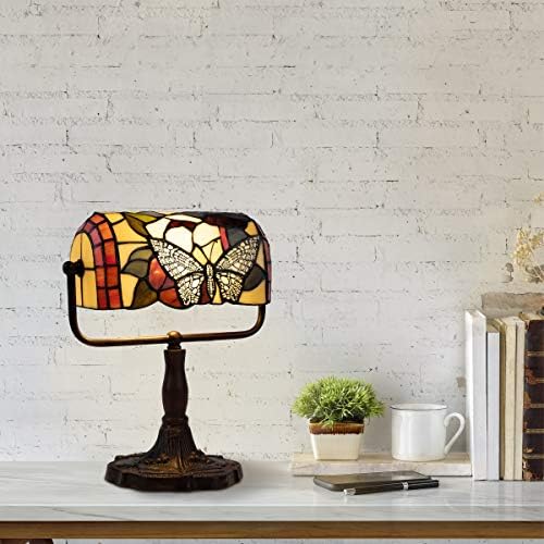 Lavish Home Tiffany Style Bankers Desk Lamp with Stained Glass Shade, Brown by LavishHomeCollection
