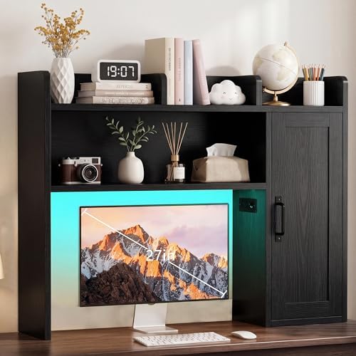 Desktop Storage Shelf, 37.4" Computer Desk Organizer 3-Tier Wood by Homiflex