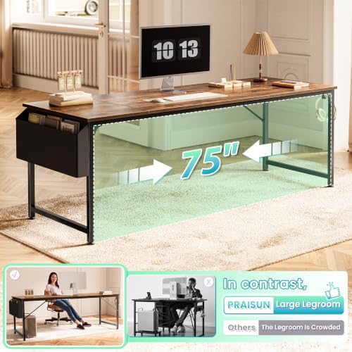 PRAISUN 79'' Computer Desk with Fabric Storage Bag - Image 5