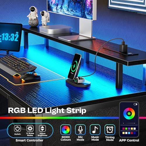 Huuger 47 inch Computer Desk with Power Outlets & 4 Drawers - Image 3