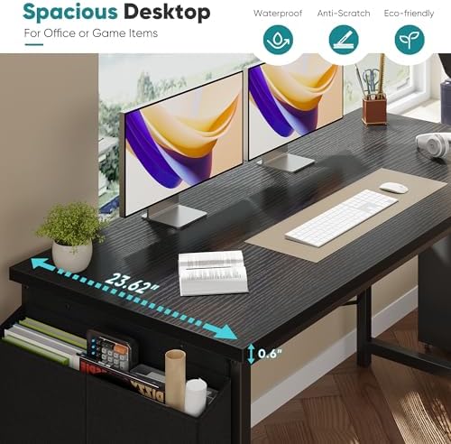 OLIXIS Computer Desk, 63 Inch Gaming Desks for Home Office Small Spaces - Image 5