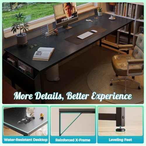 PRAISUN 79'' Computer Desk with Fabric Storage Bag - Image 7