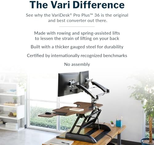 Vari Pro Plus 36 Standing Desk Converter – Spring-Loader Lift – Walnut - Image 4