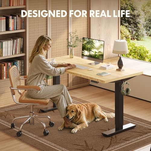 FLEXISPOT 60" x 30" Solid Bamboo Standing Desk, Black Frame - Image 3