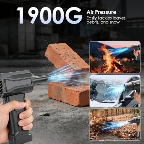 BOLYDOOM Cordless Leaf Blower 300,000RPM Handheld Air Blower with 20000mAh Battery, Powerful Turbo 5 Speeds, LED Lights, Lightweight Portable Blower for Lawn Care Patio Garage Cleaning. - Image 3