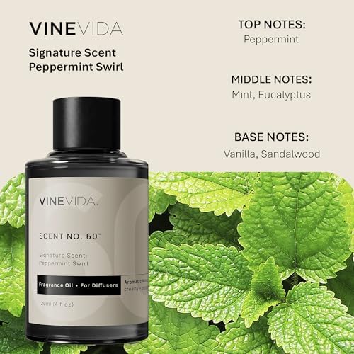 VINEVIDA [4 Fl Oz] Peppermint Swirl Fragrance Oil for Cold Air Diffusers, Essential Oils for Diffuser Oil Refill & Air Freshener Room Spray - Image 2