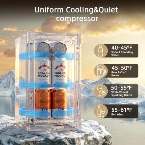 Antarctic Star Mini Fridge Beverage Refrigerator, 10L Small Drink Fridge for Bedroom, beverage cooler with Digital Temp Adjustment 40-61°F, Ideal for Bedroom, Dormitory, Office, Bar and Kitchen - Image 5