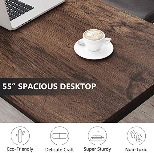 Tribesigns Computer Desk, 55 inch Large Office Desk Computer Table Study Writing Desk Workstation for Home Office, Rustic Brown - Image 5