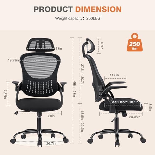 Sweetcrispy Computer Desk Chair, Mesh Office Chair with Lumbar Support - Image 2