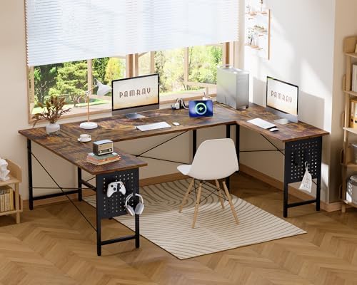 Pamray 71 Inch Large Gaming Desk with Power Outlets U Shaped Computer Desk - Image 2