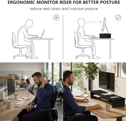 WALI 42 inch Large Wood Dual Monitor Stand Riser with Storage, up to 88lbs - Image 4