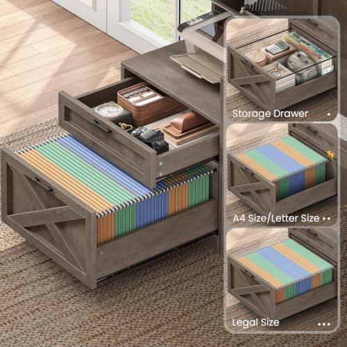 SEDETA 68" Farmhouse L Shaped Office Desk with Hutch, Storage Drawers - Image 4