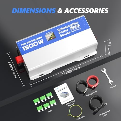 1500W Sump Pump Battery Backup System, Pure Sine Wave Power Inverter - Image 4