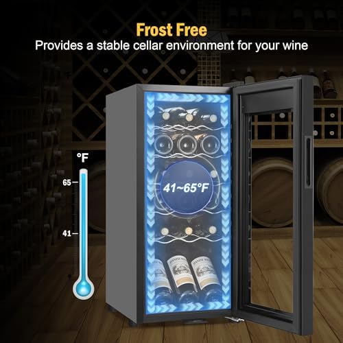 FoMup Wine Fridge 18 Bottles, Small Wine Cooler Refrigerator Freestanding with Digital Temperature Control Safety Lock, Frost Free for Red White Wine, Champagne - Image 5