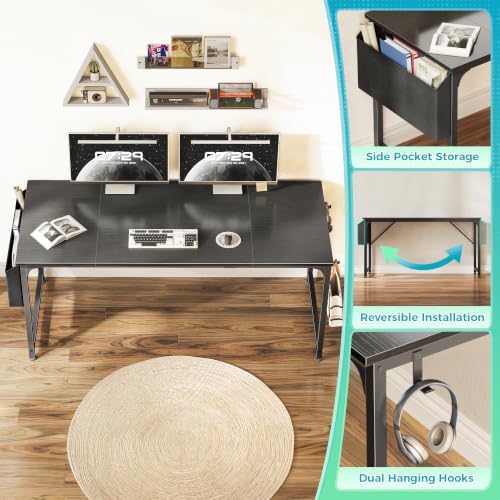 PRAISUN 63'' Computer Desk with Fabric Storage Bag - Image 4
